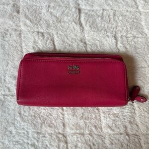 Coach Fuchsia Leather Zip-Around Wallet